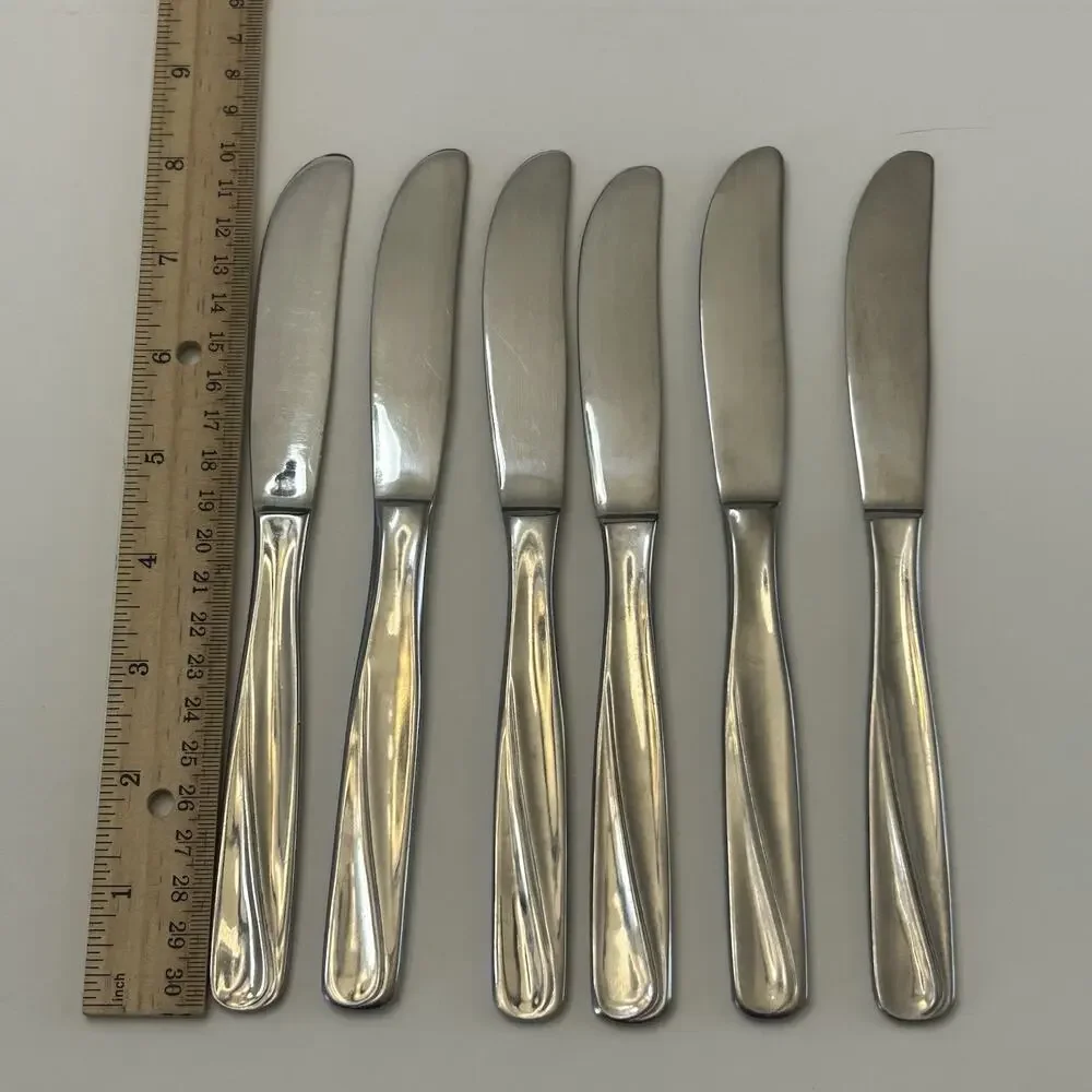 CG Flatware Dinner Knife Cg5 Pattern Glossy Stainless JAPAN Set of 6 Vintage
